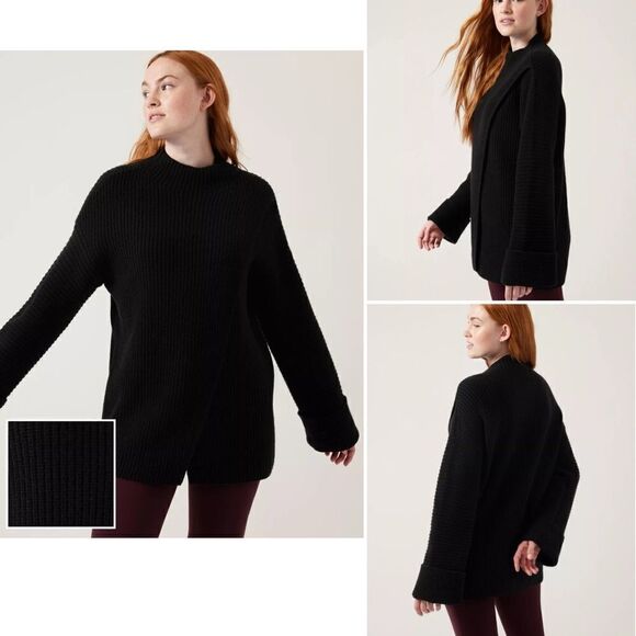 ATHLETA Black Azalea Wrap Sweater-L - Picture 1 of 10